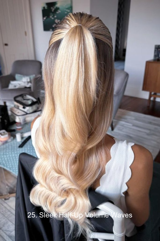 25. Sleek Half-Up Volume Waves