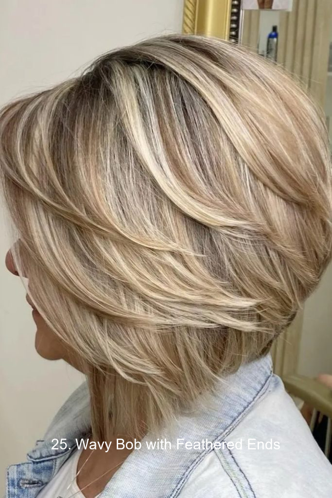 25. Wavy Bob with Feathered Ends