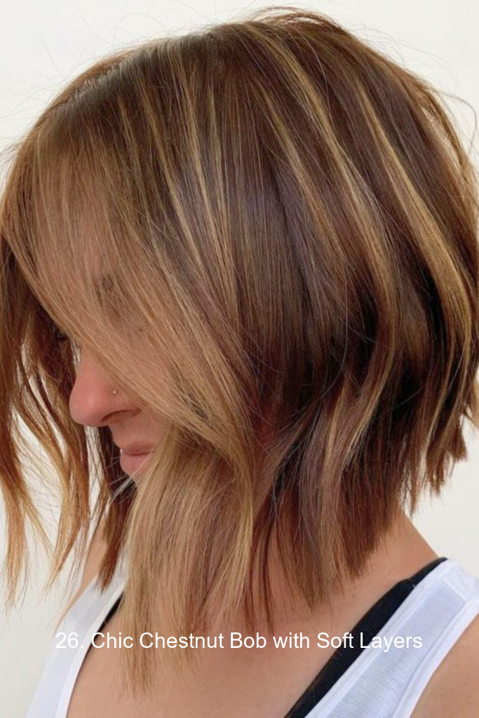 26. Chic Chestnut Bob with Soft Layers