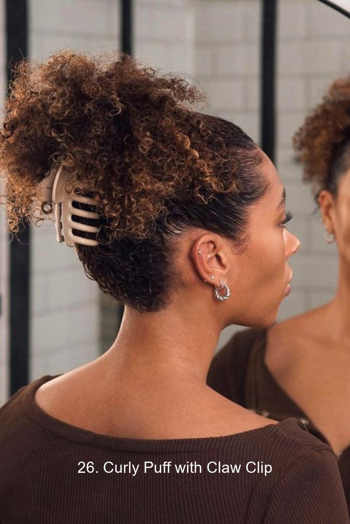 26. Curly Puff with Claw Clip