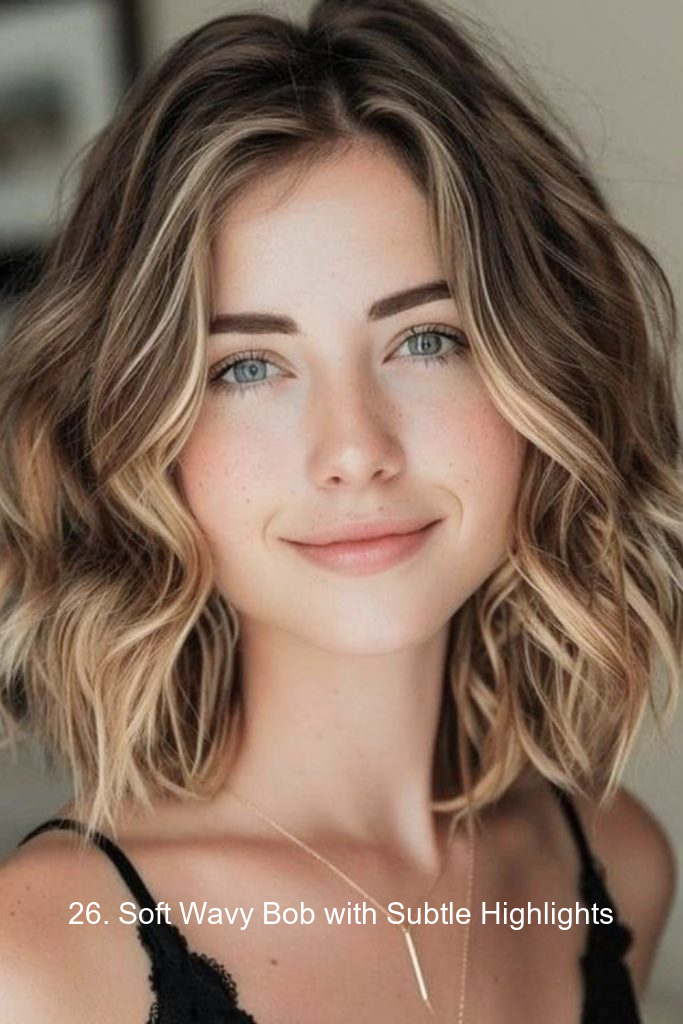26. Soft Wavy Bob with Subtle Highlights