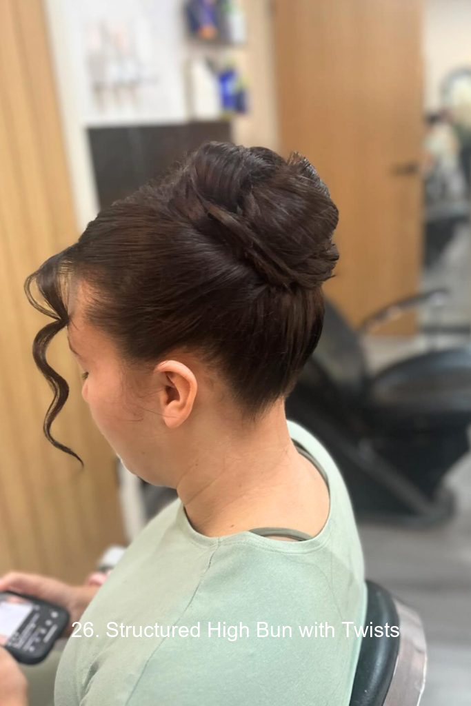 26. Structured High Bun with Twists
