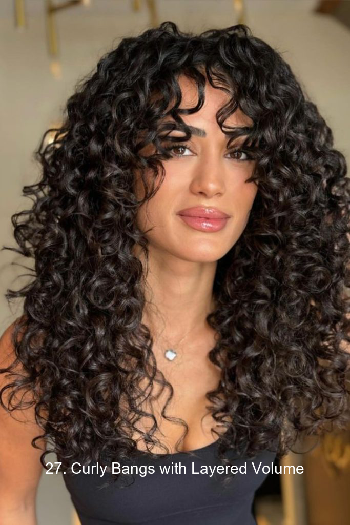 27. Curly Bangs with Layered Volume