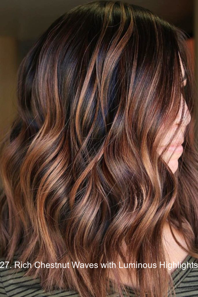 27. Rich Chestnut Waves with Luminous Highlights