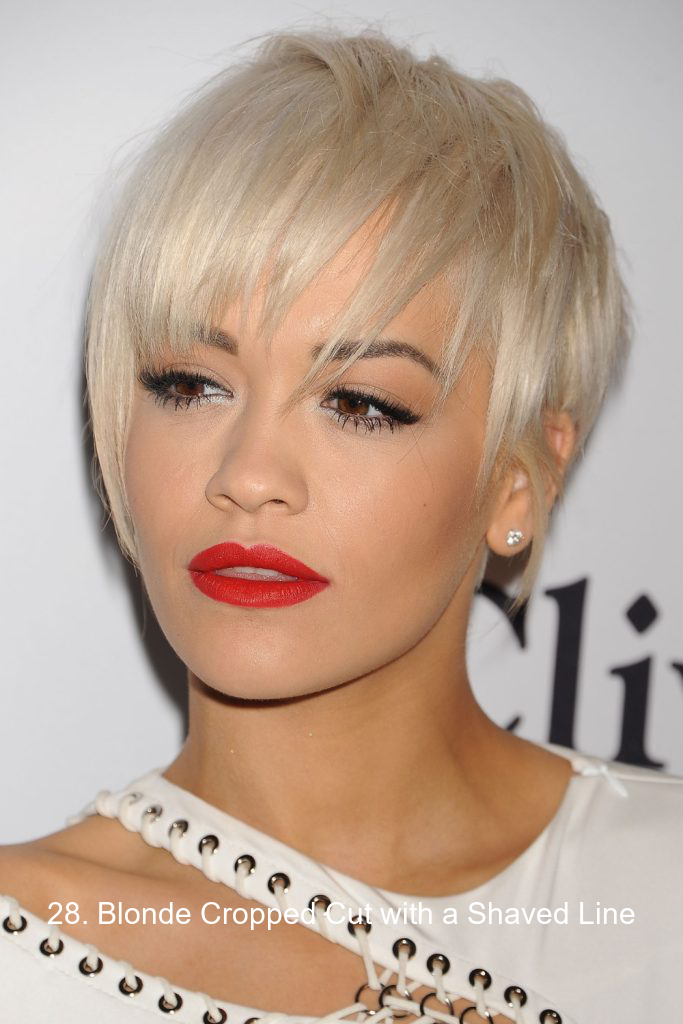 28. Blonde Cropped Cut with a Shaved Line