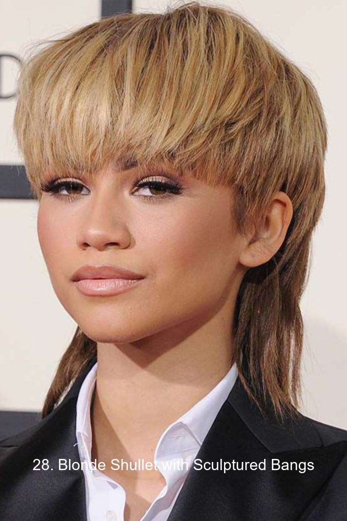 28. Blonde Shullet with Sculptured Bangs