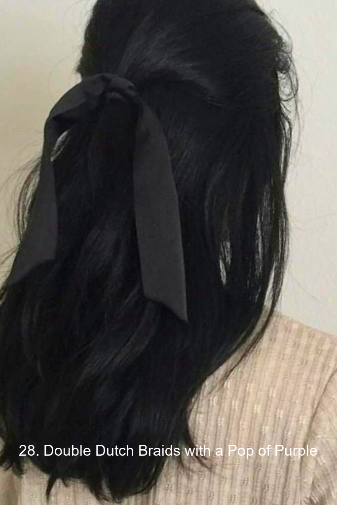 28. Double Dutch Braids with a Pop of Purple