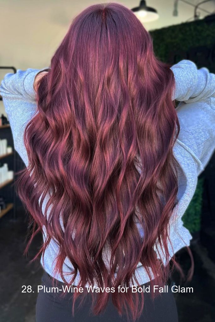 28. Plum-Wine Waves for Bold Fall Glam
