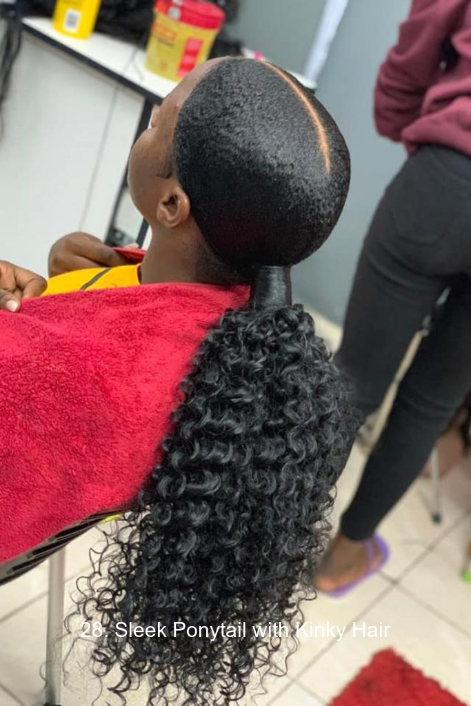 28. Sleek Ponytail with Kinky Hair