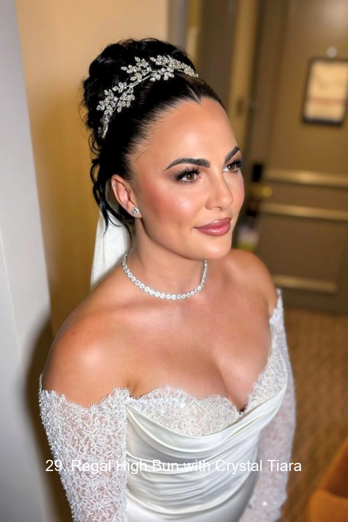 29. Regal High Bun with Crystal Tiara