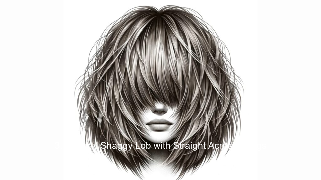 3. Choppy Shaggy Lob with Straight Across Bangs