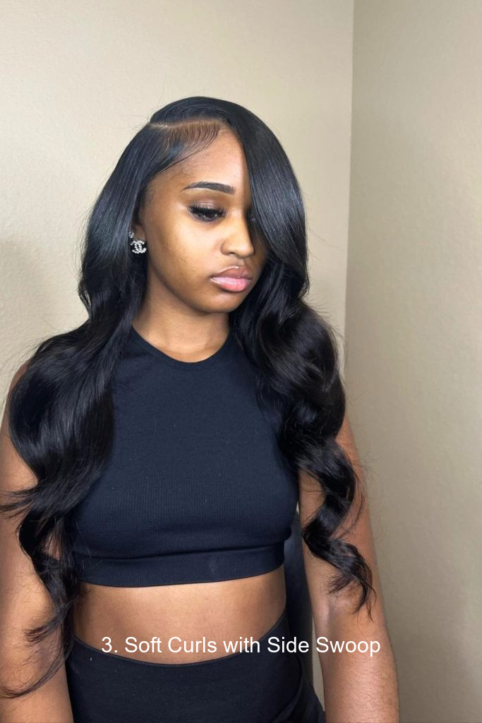 3. Soft Curls with Side Swoop