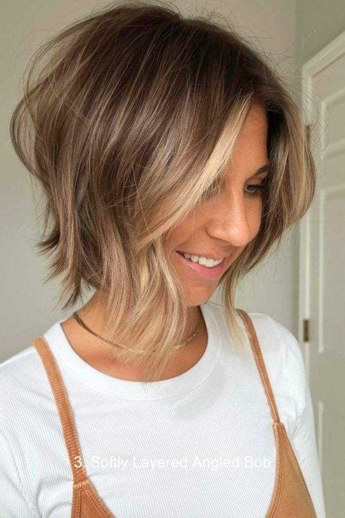 3. Softly Layered Angled Bob