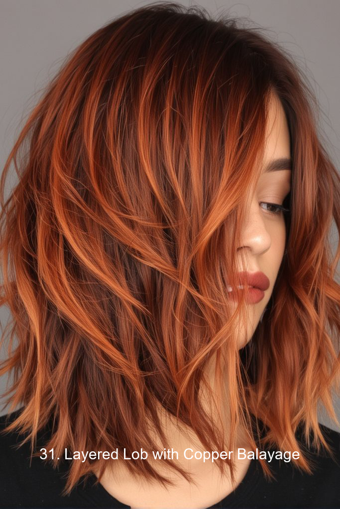 31. Layered Lob with Copper Balayage