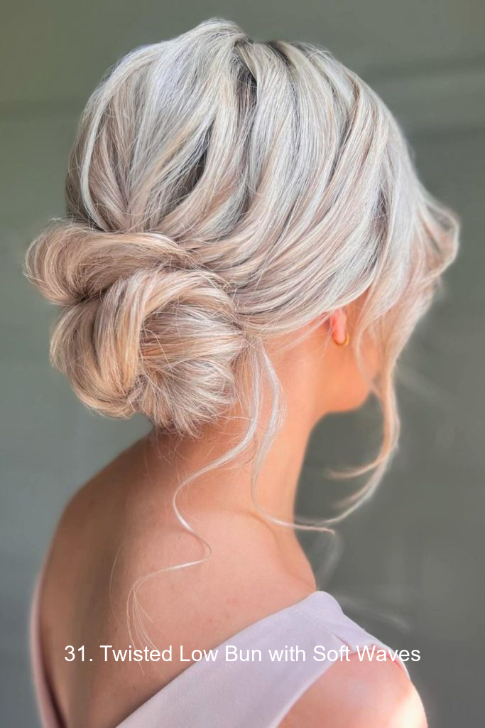 31. Twisted Low Bun with Soft Waves