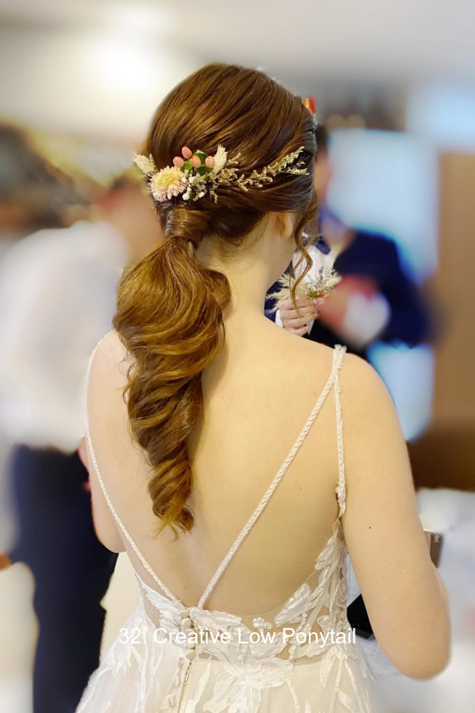 32. Creative Low Ponytail