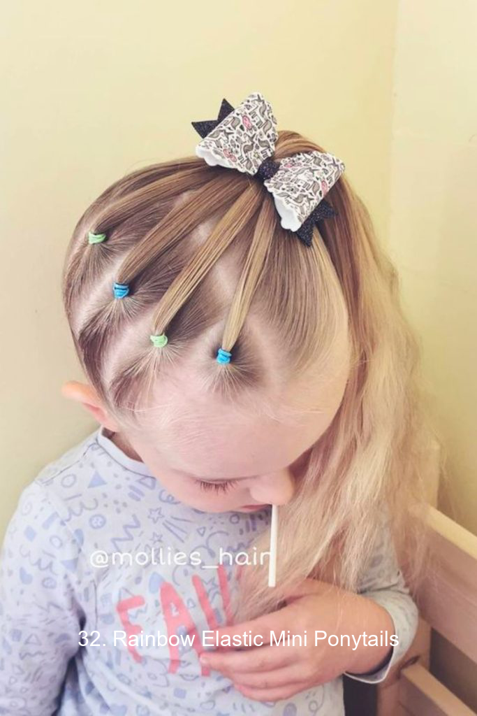 32. Rainbow Elastic Mini Ponytails
