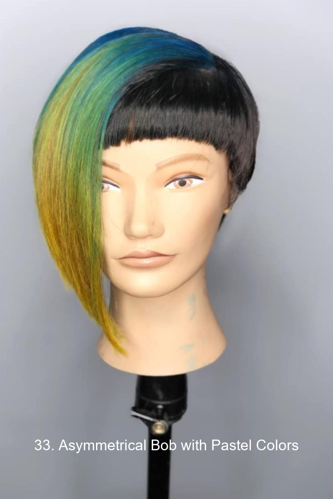 33. Asymmetrical Bob with Pastel Colors