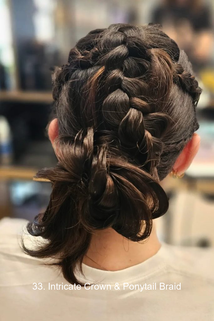 33. Intricate Crown & Ponytail Braid
