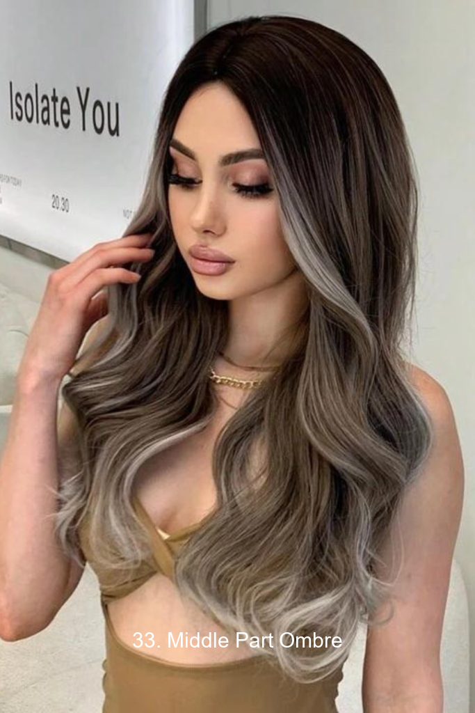 33. Middle Part Ombre