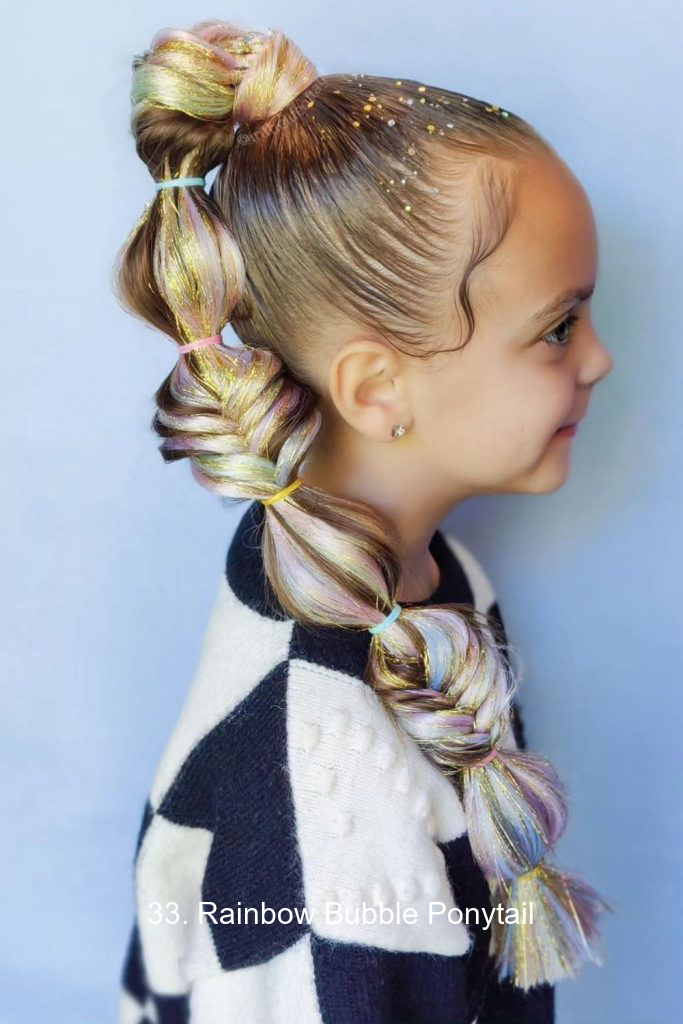 33. Rainbow Bubble Ponytail