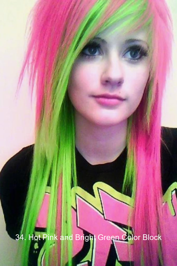 34. Hot Pink and Bright Green Color Block