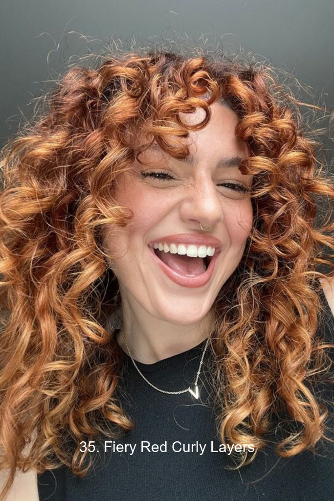 35. Fiery Red Curly Layers