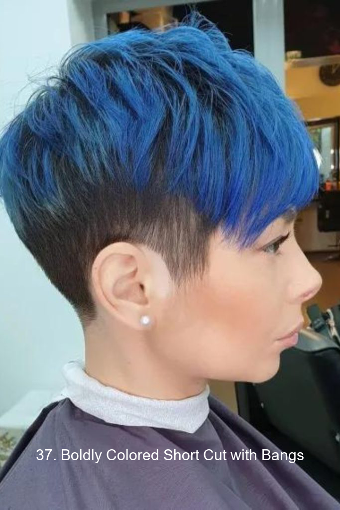 37. Boldly Colored Short Cut with Bangs