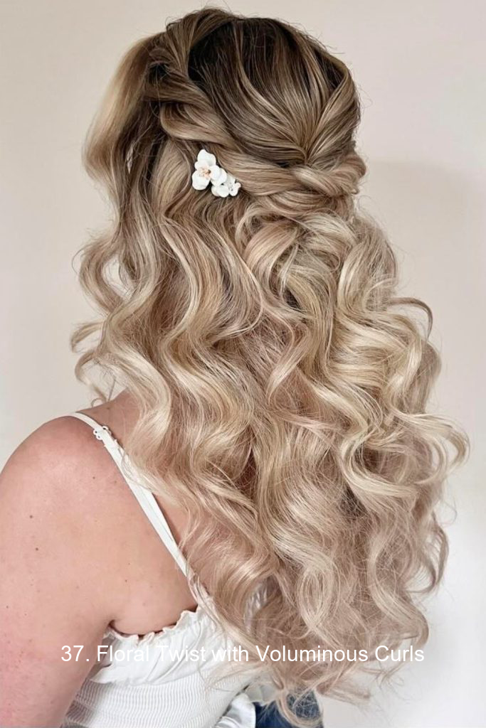 37. Floral Twist with Voluminous Curls