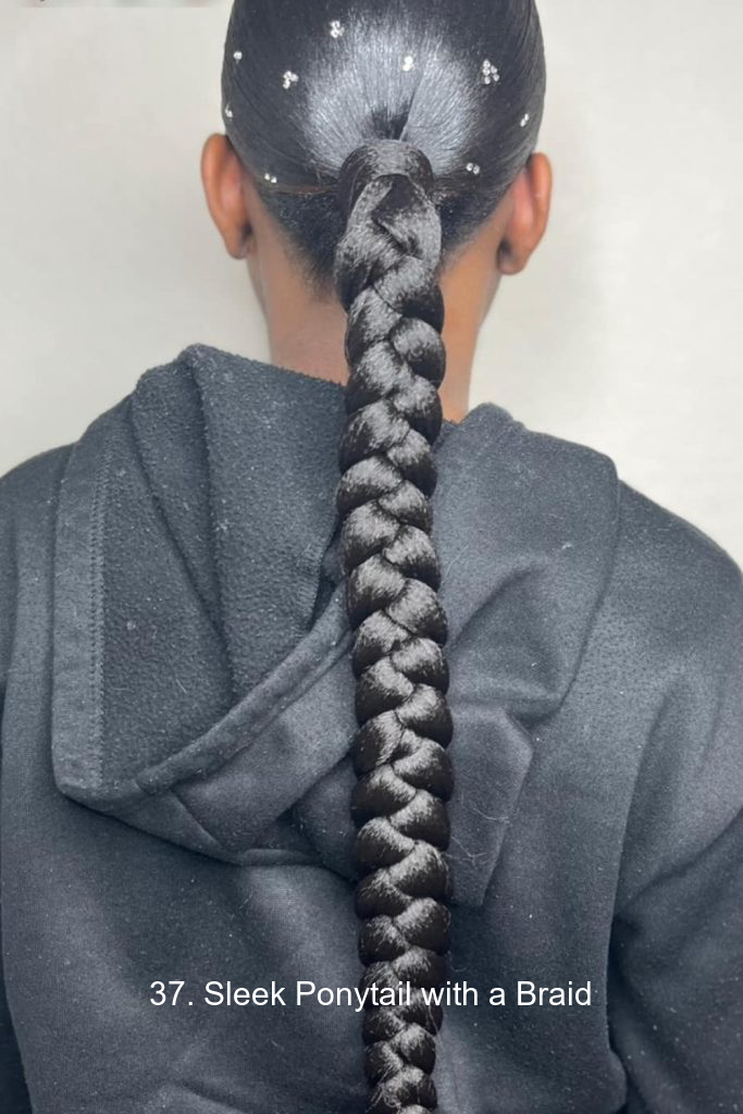 37. Sleek Ponytail with a Braid