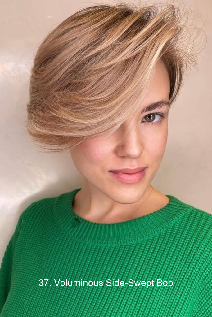 37. Voluminous Side-Swept Bob