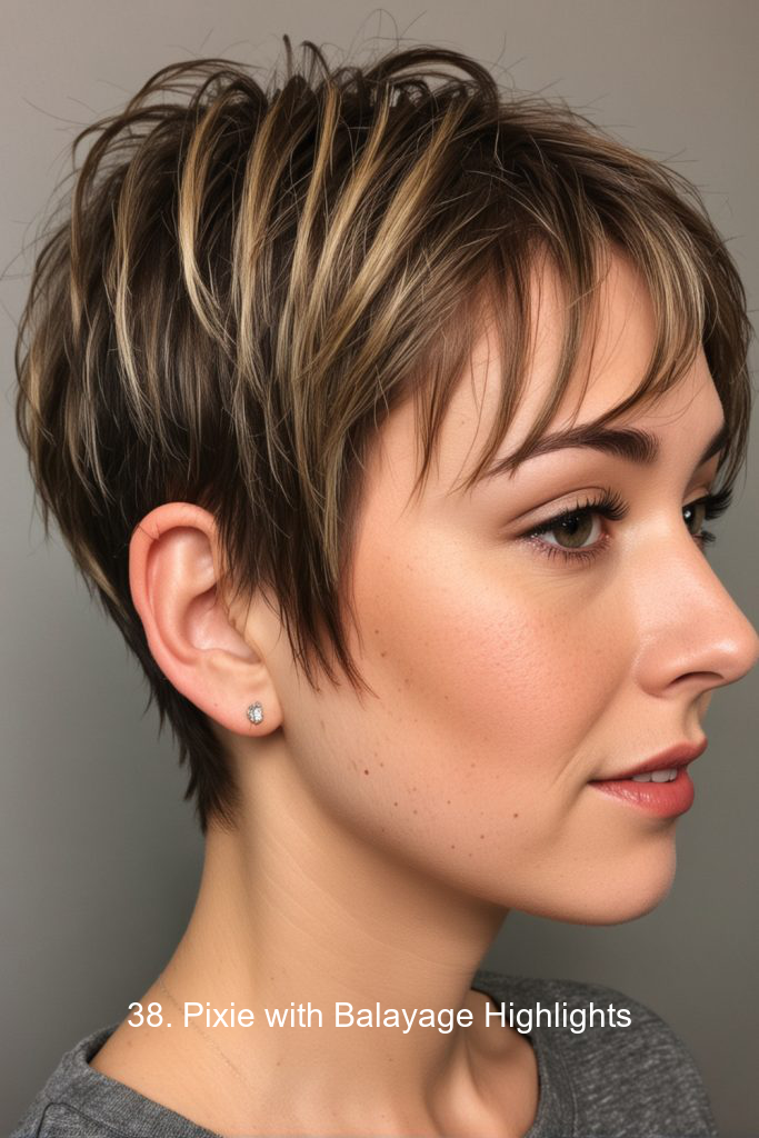 38. Pixie with Balayage Highlights