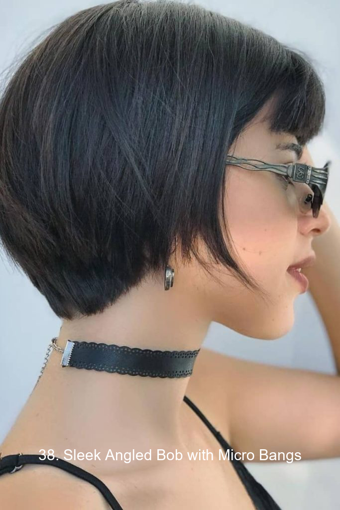 38. Sleek Angled Bob with Micro Bangs