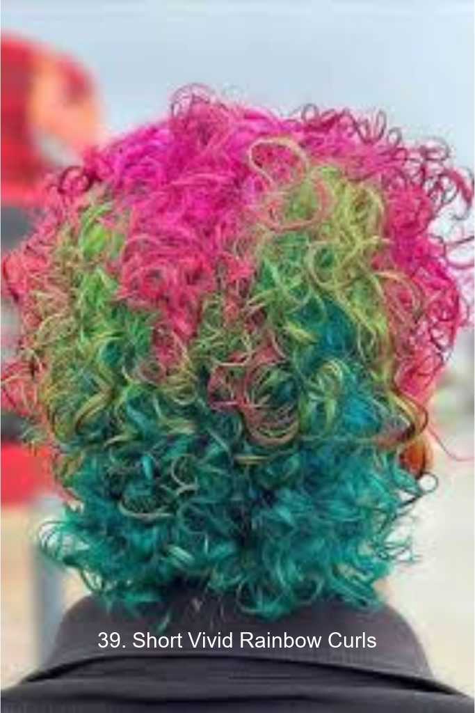 39. Short Vivid Rainbow Curls