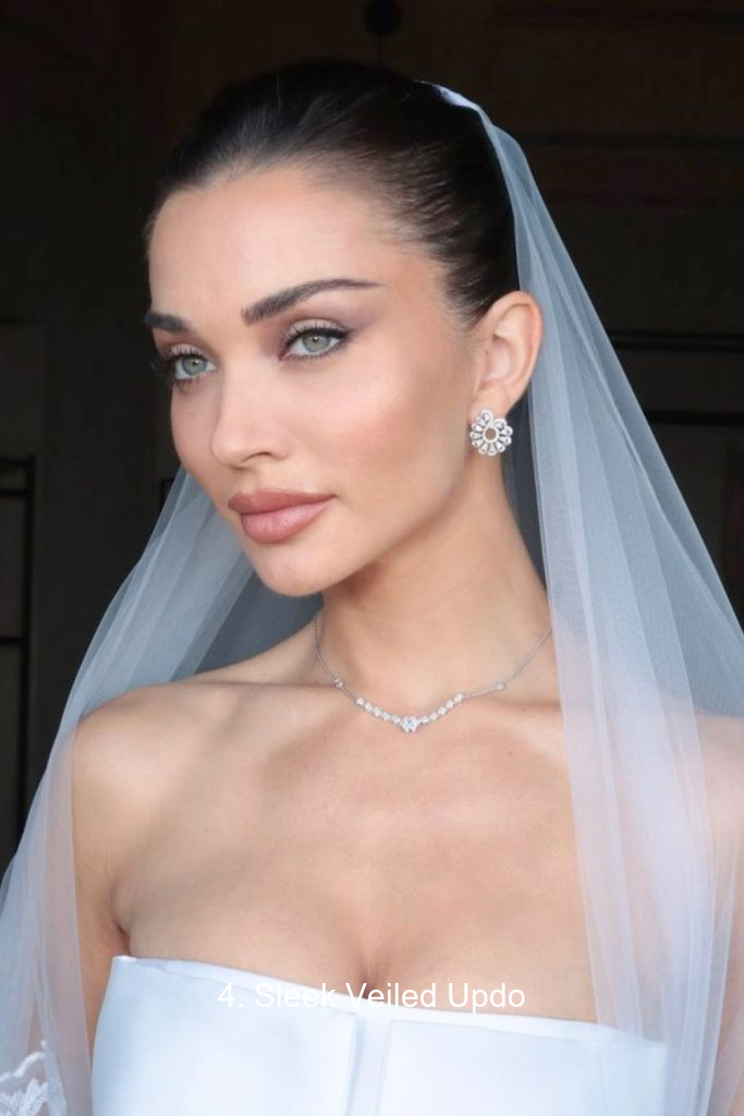 4. Sleek Veiled Updo