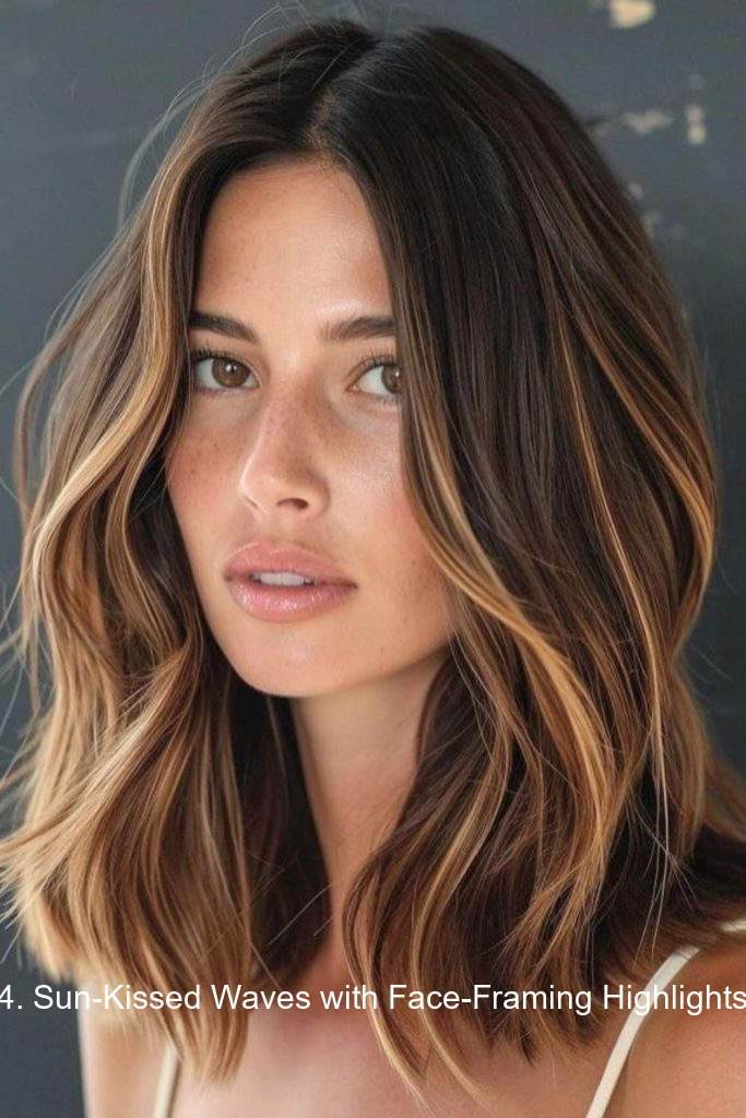 4. Sun-Kissed Waves with Face-Framing Highlights