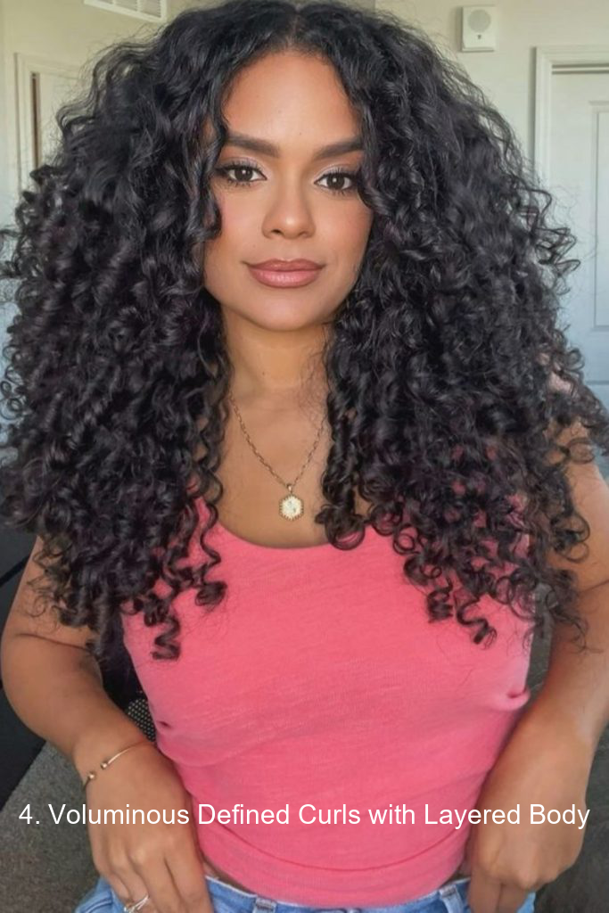 4. Voluminous Defined Curls with Layered Body