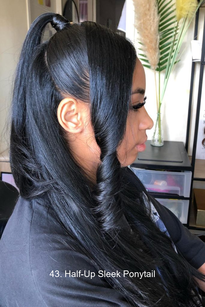 43. Half-Up Sleek Ponytail