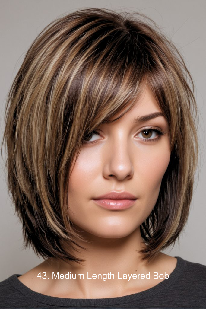 43. Medium Length Layered Bob