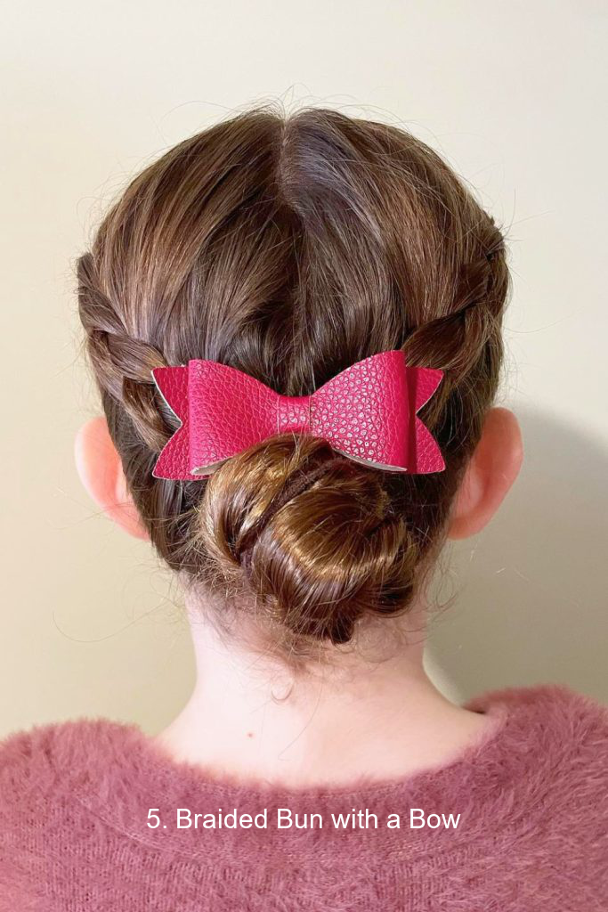 5. Braided Bun with a Bow