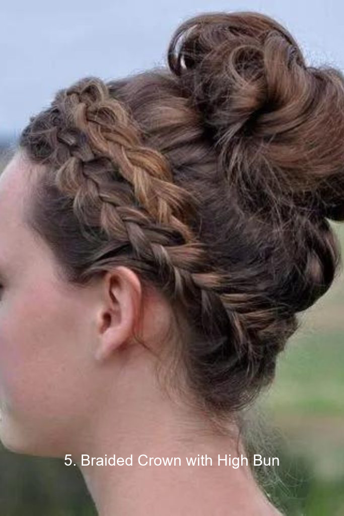 5. Braided Crown with High Bun