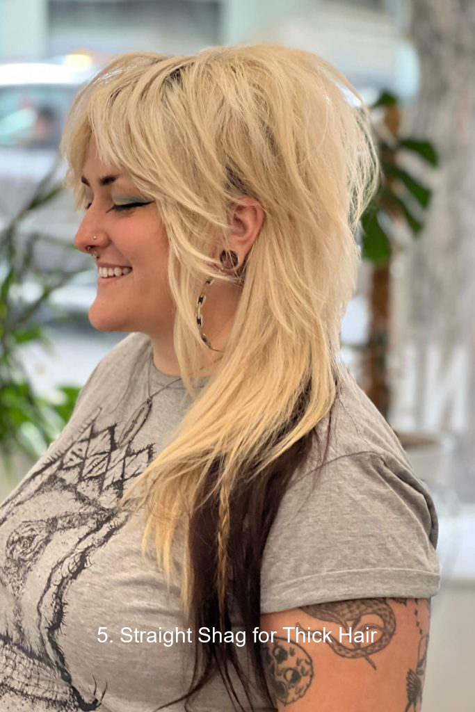 5. Straight Shag for Thick Hair