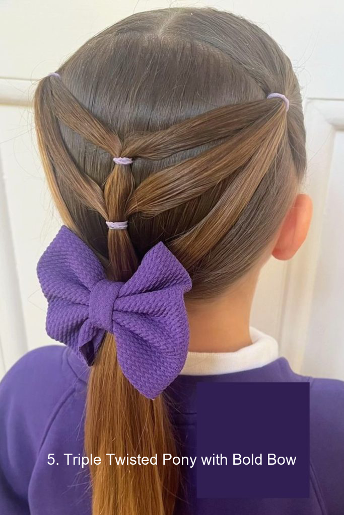5. Triple Twisted Pony with Bold Bow