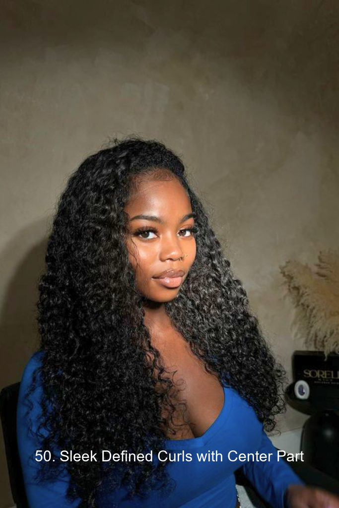 50. Sleek Defined Curls with Center Part
