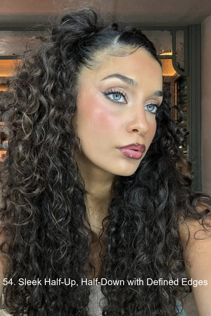 54. Sleek Half-Up, Half-Down with Defined Edges
