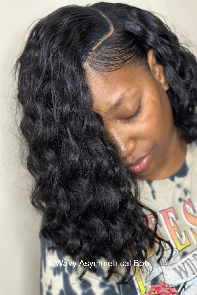 6.Wavy Asymmetrical Bob