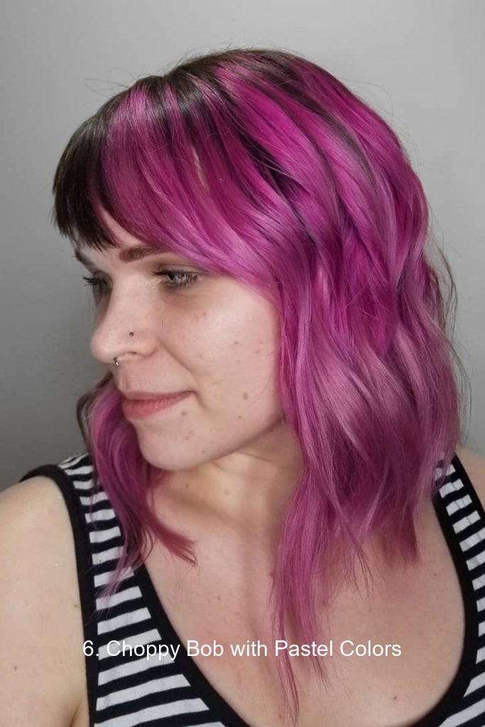 6. Choppy Bob with Pastel Colors