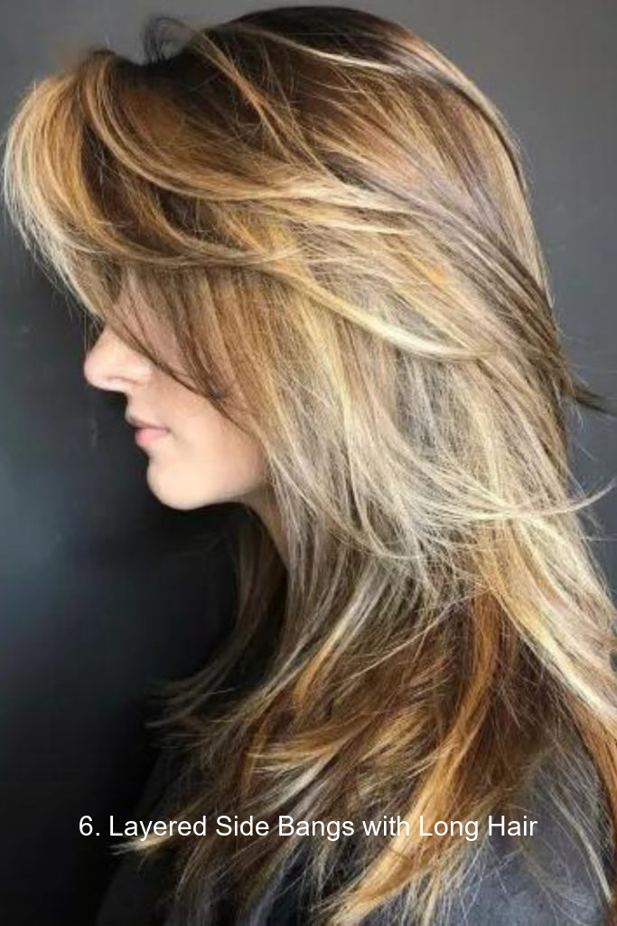 6. Layered Side Bangs with Long Hair