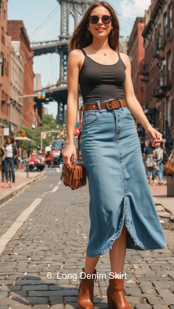 6. Long Denim Skirt