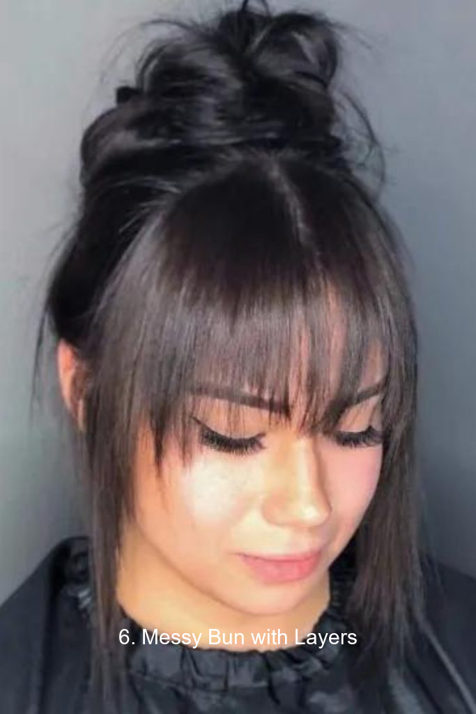 6. Messy Bun with Layers